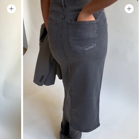Djerf Avenue Denim Skirt Midi - Washed Grey - Picture 2 of 10